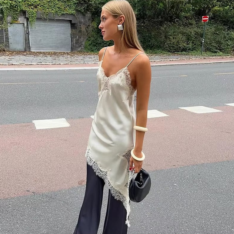 Vestido mini asimétrico de satén Kara