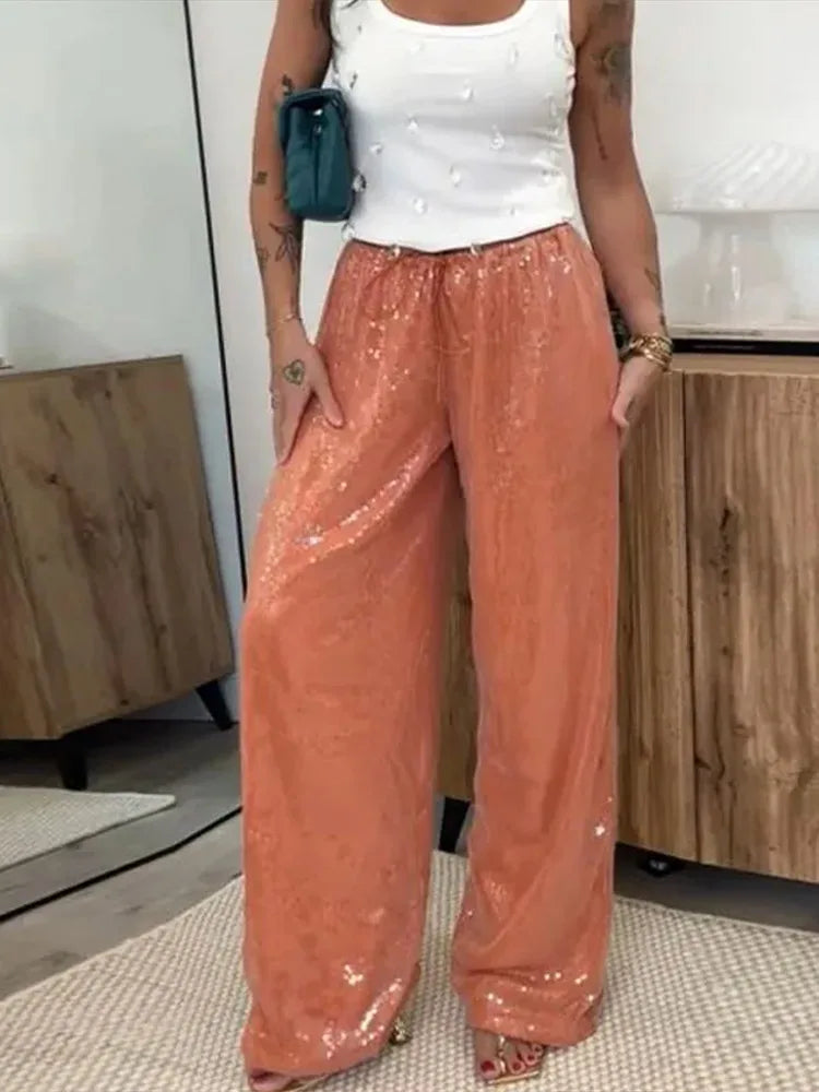 Pantalones anchos Sophia con lentejuelas