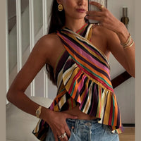 Briana top halter a rayas