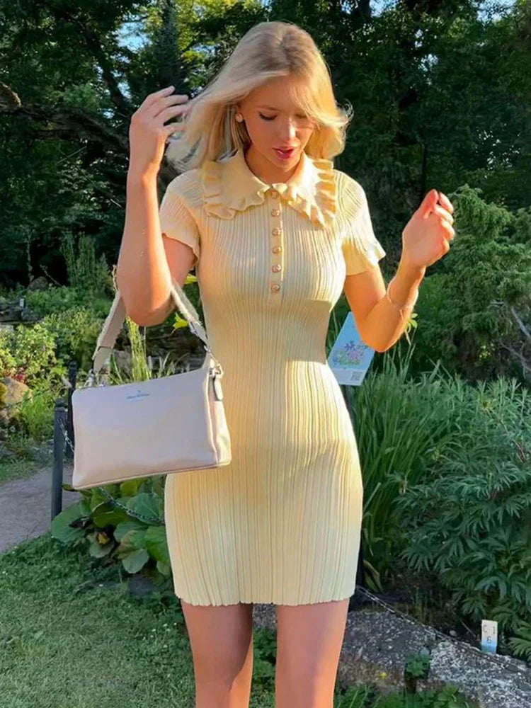 Vestido mini Iris com folhos