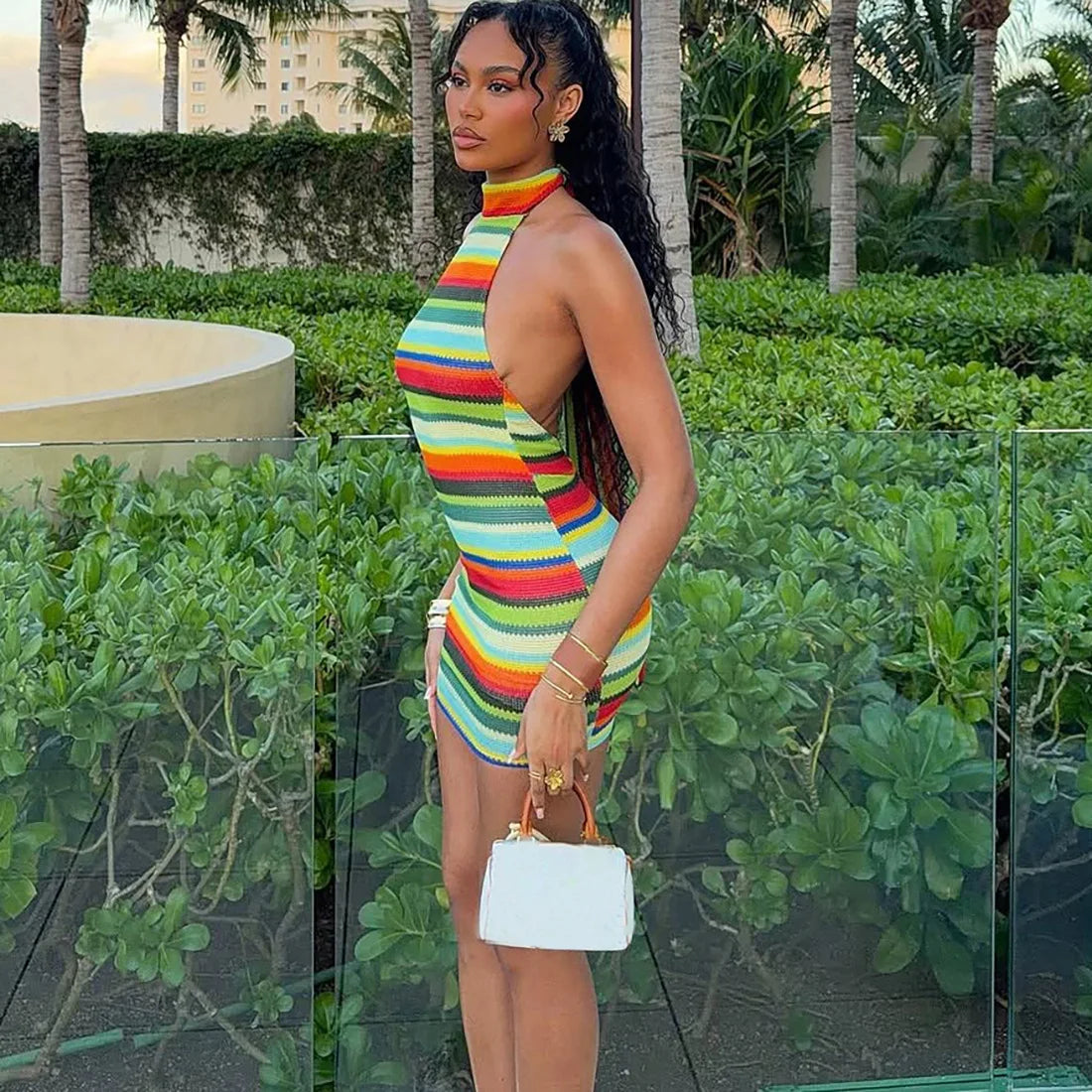 Margot Striped Halter Bodycon Dress