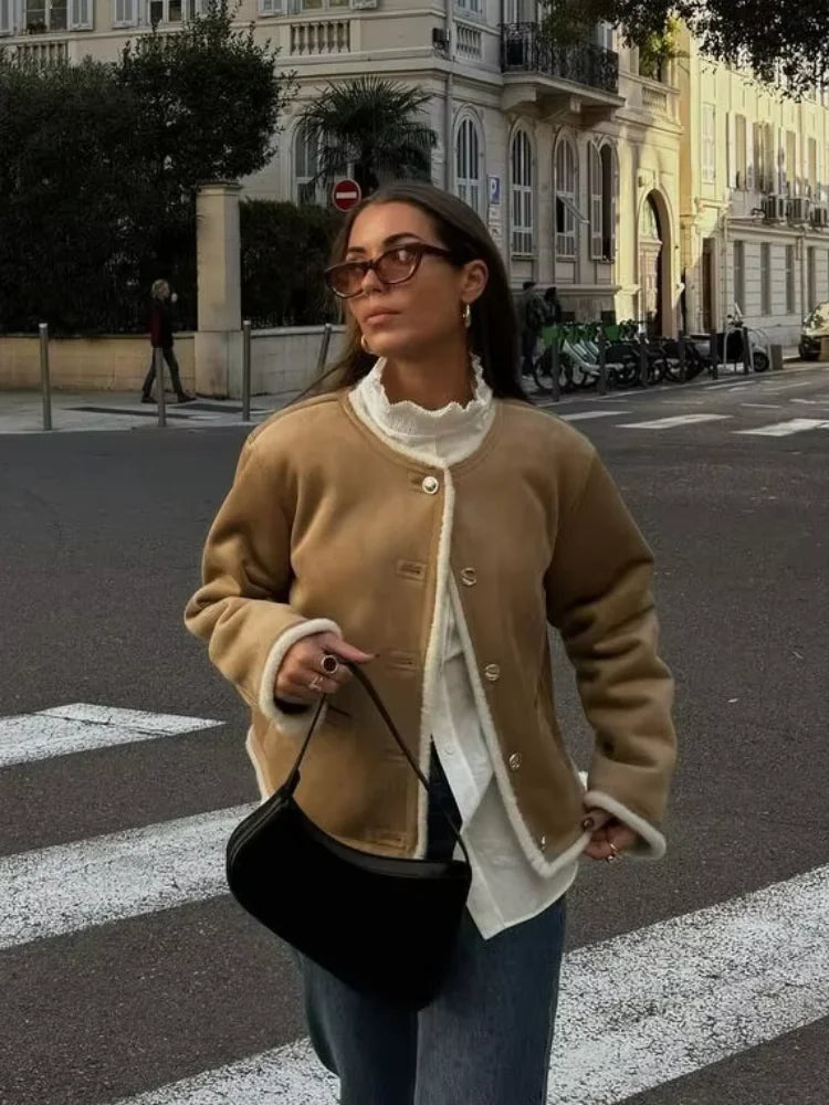 Stylish Brown Faux Fur Coat for Women - Loose Winter Outerwear 2025 4