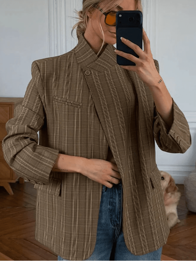 Willow Stand Collar Striped Suit Jacket 1