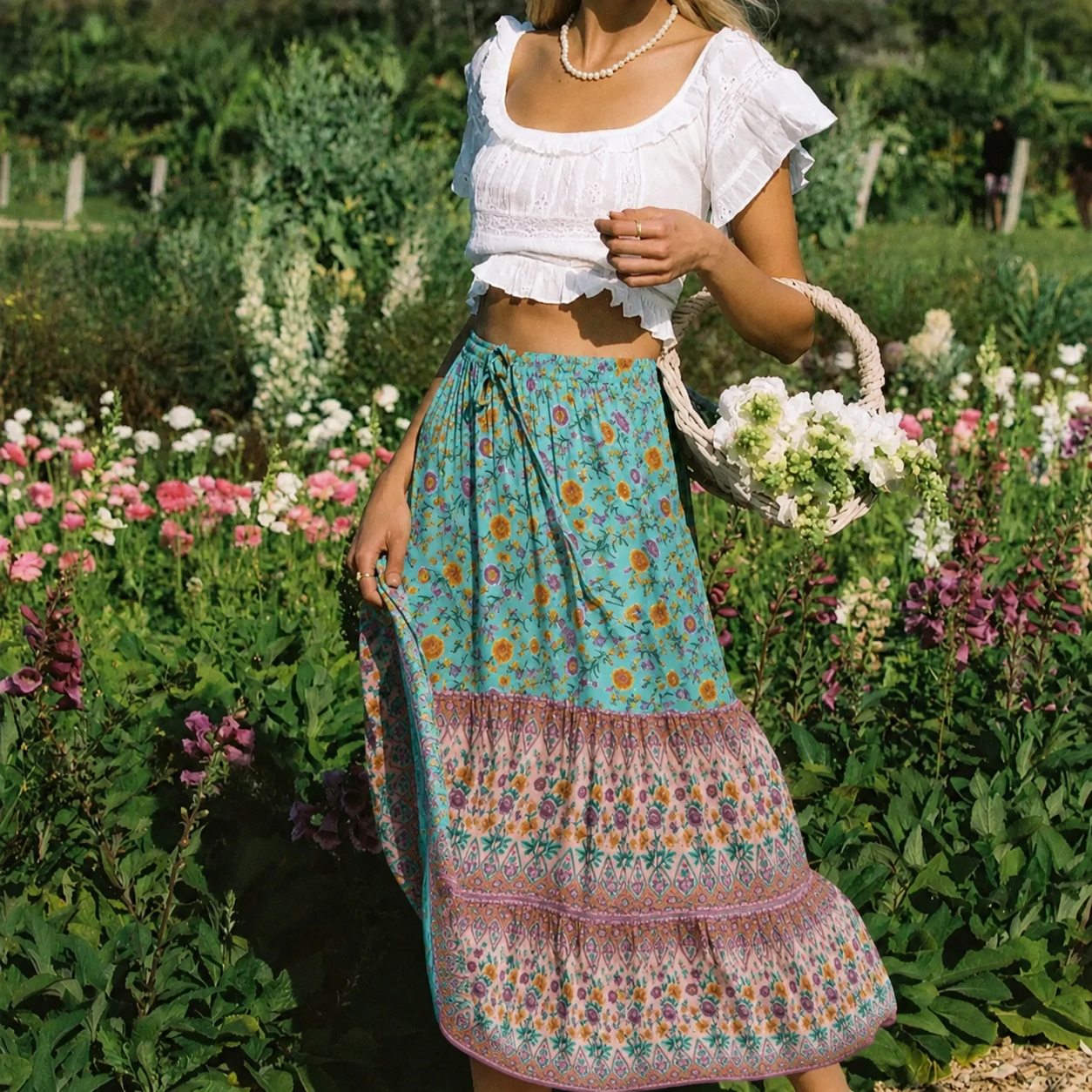 Falda boho de playa con estampado floral Bianca