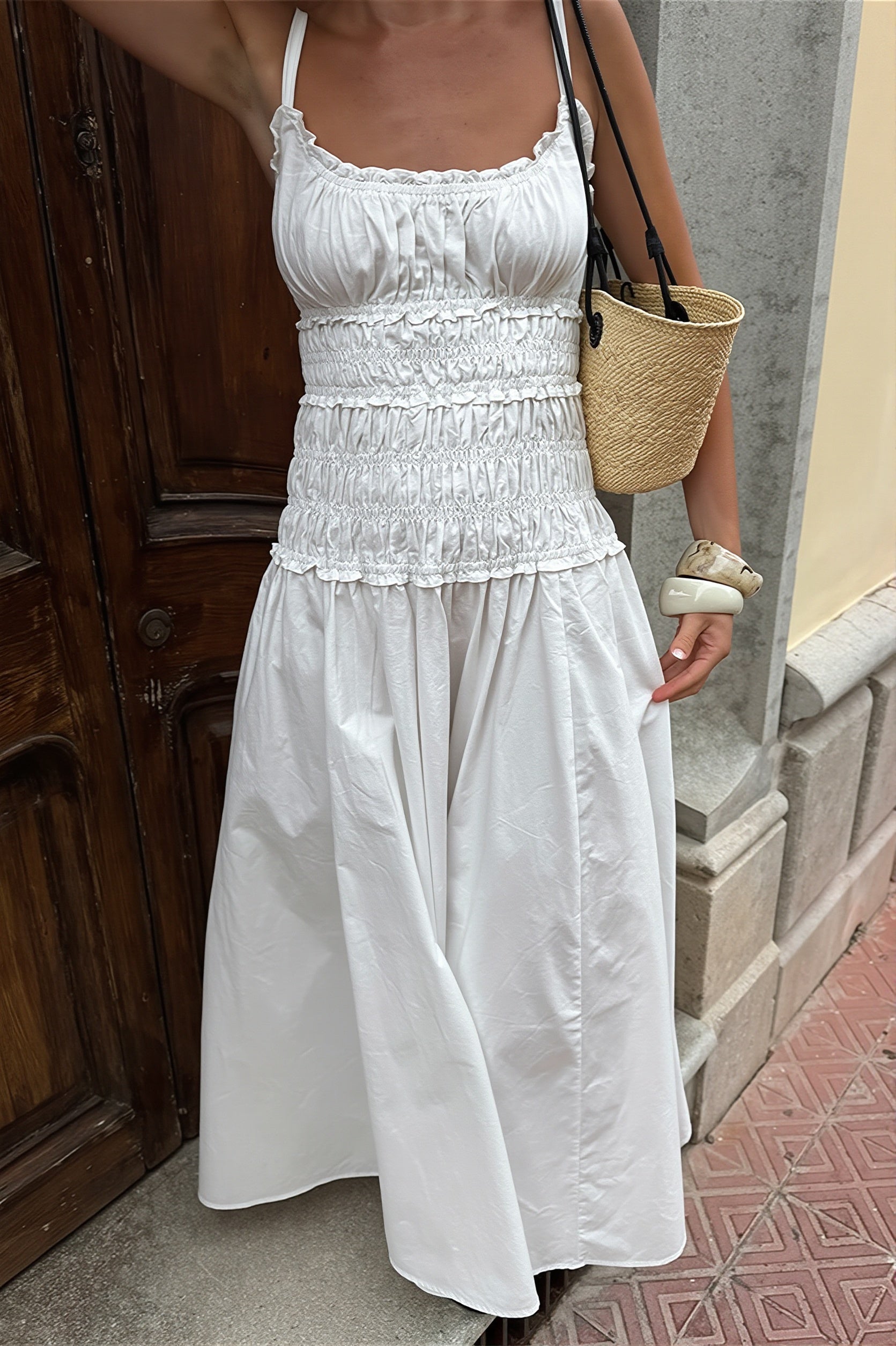 SOERA Sophia vestido maxi bodycon con escote cuadrado
