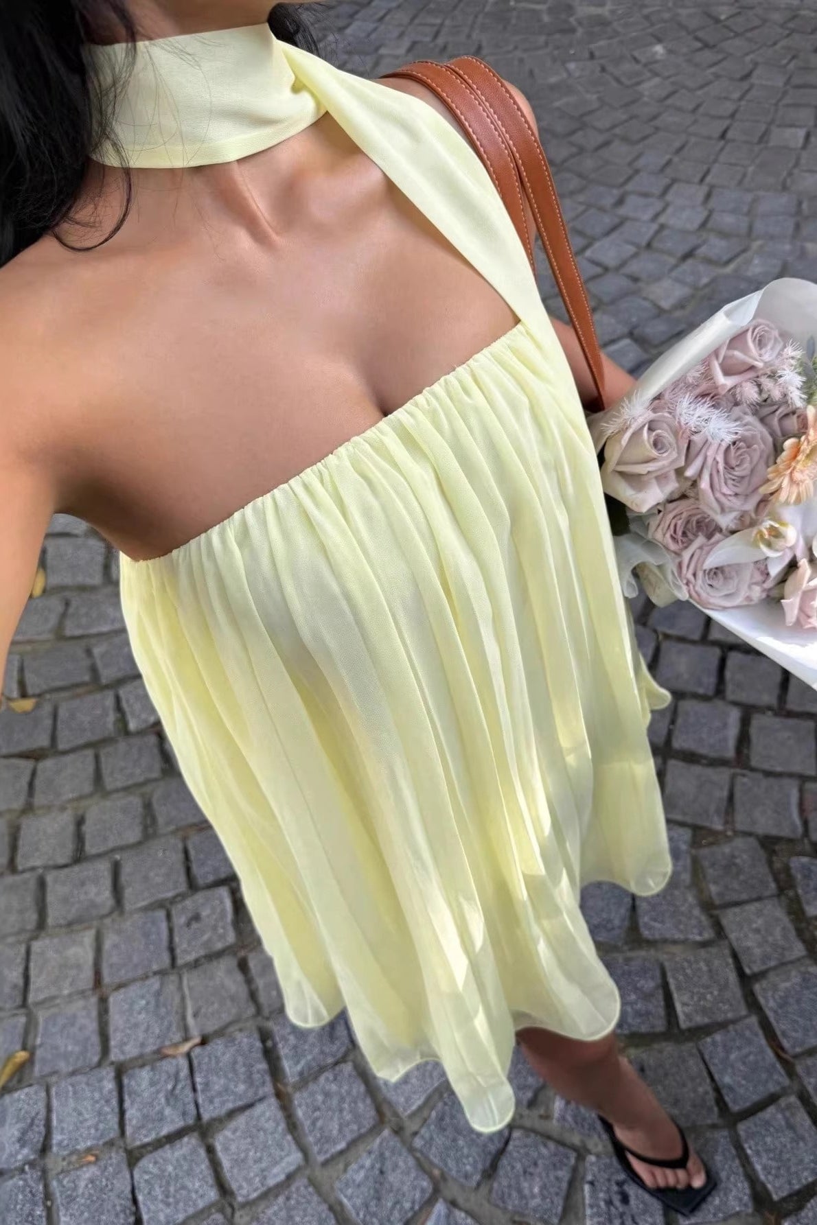 Aliya vestido mini bandeau fruncido
