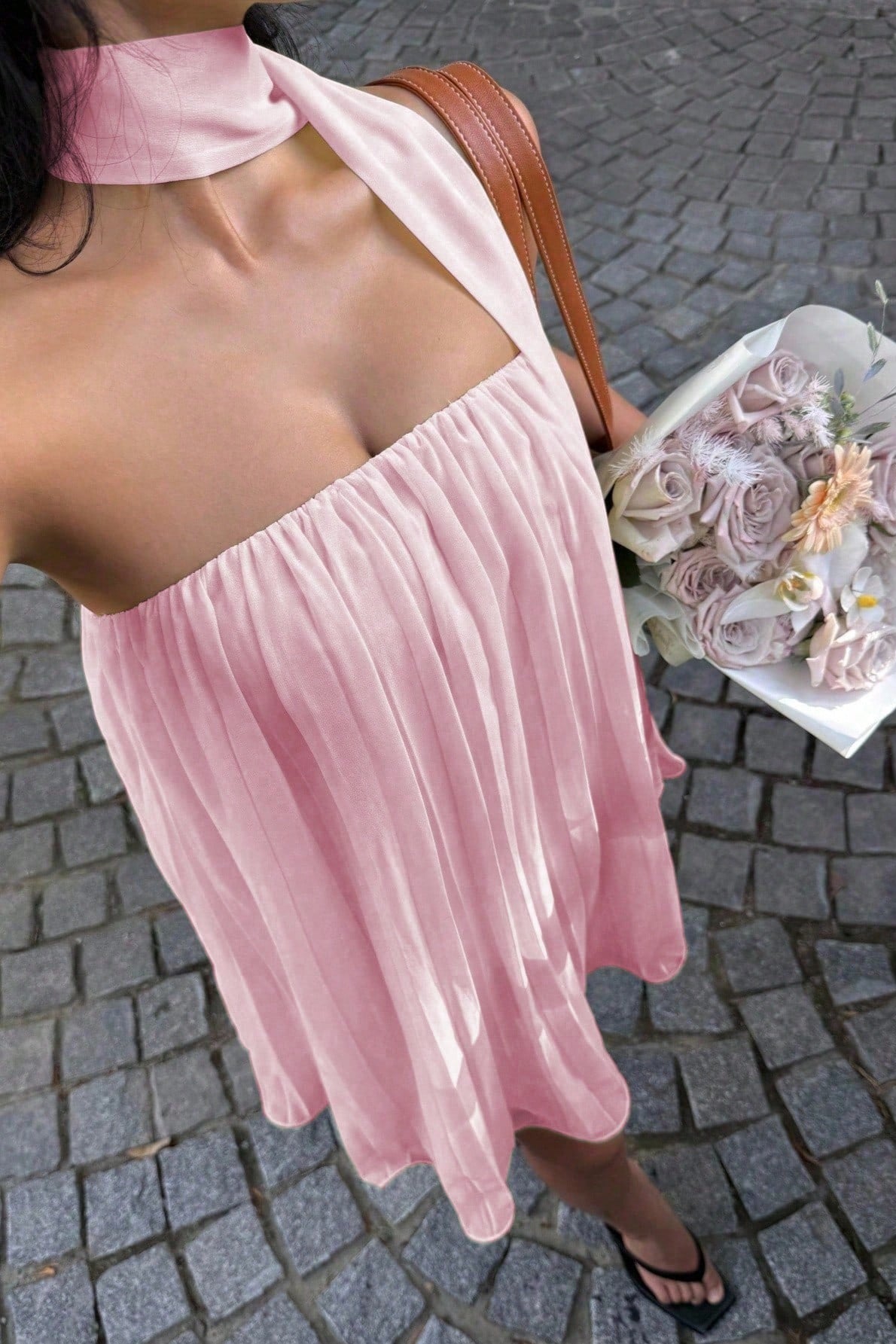 Aliya vestido mini bandeau fruncido