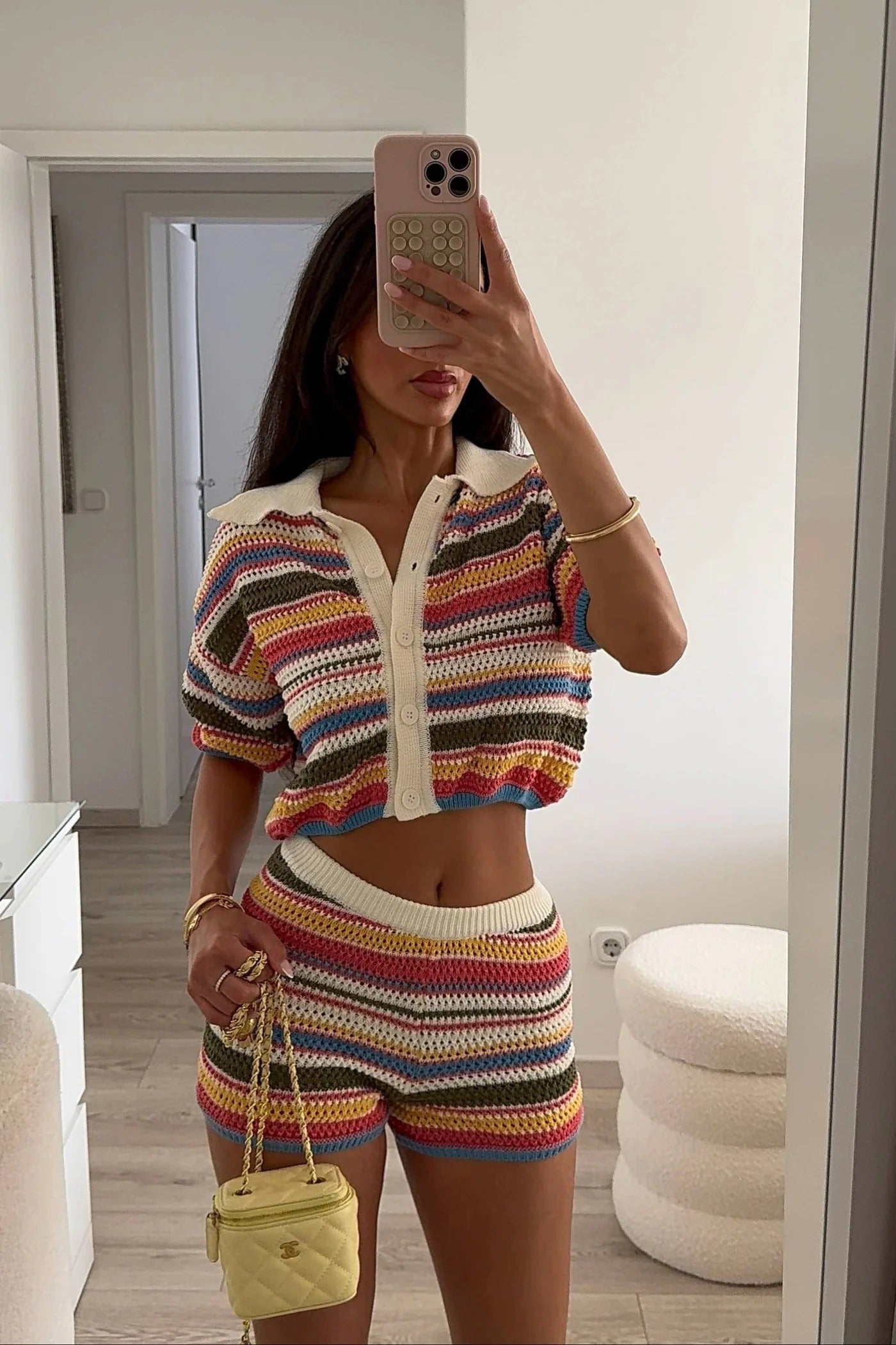 Conjunto a rayas de crochet Sophie