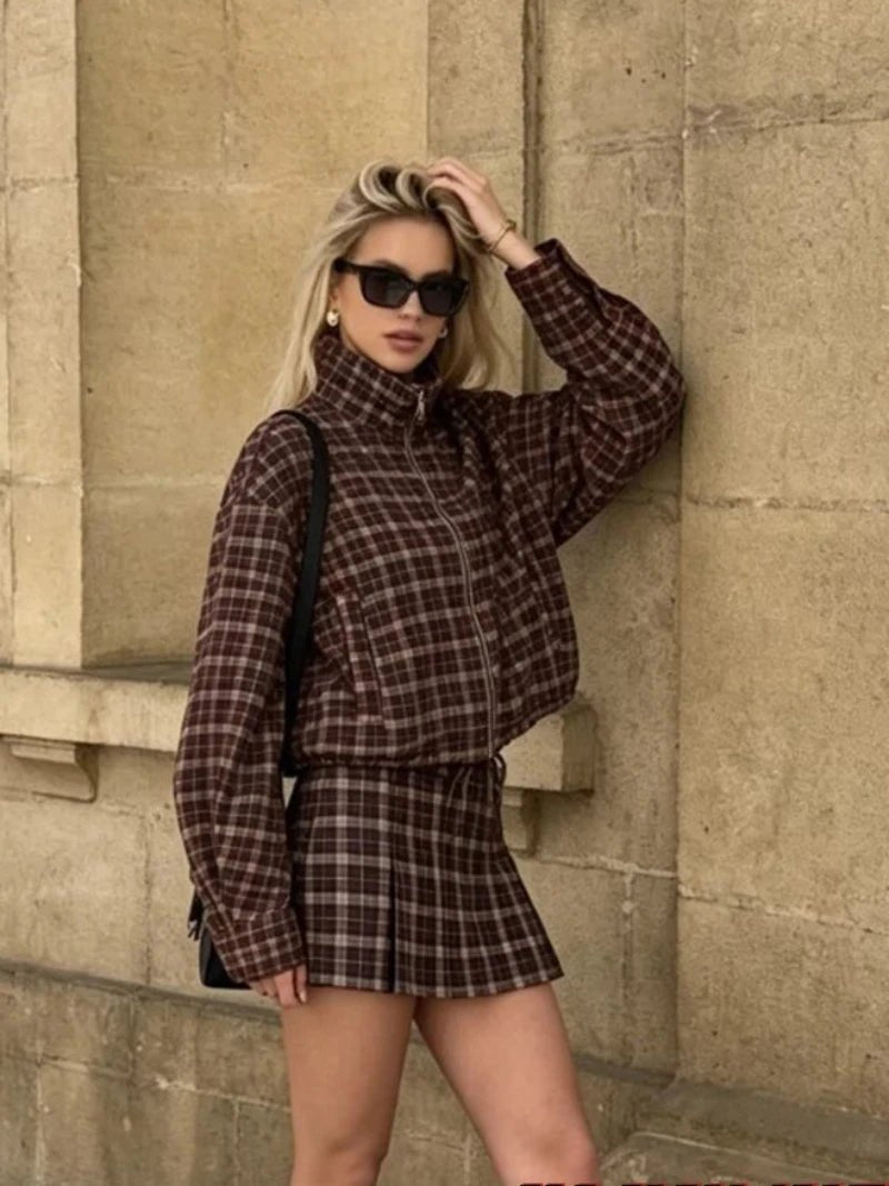 SOERA Lily Checked Jacket & Mini Skirt Set - Matching Sets - SOERA-894275-ONL-XS-95523 Jacket Only XS