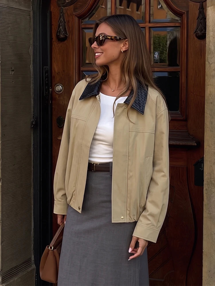Olivia Contrast Collar Bomber Jacket