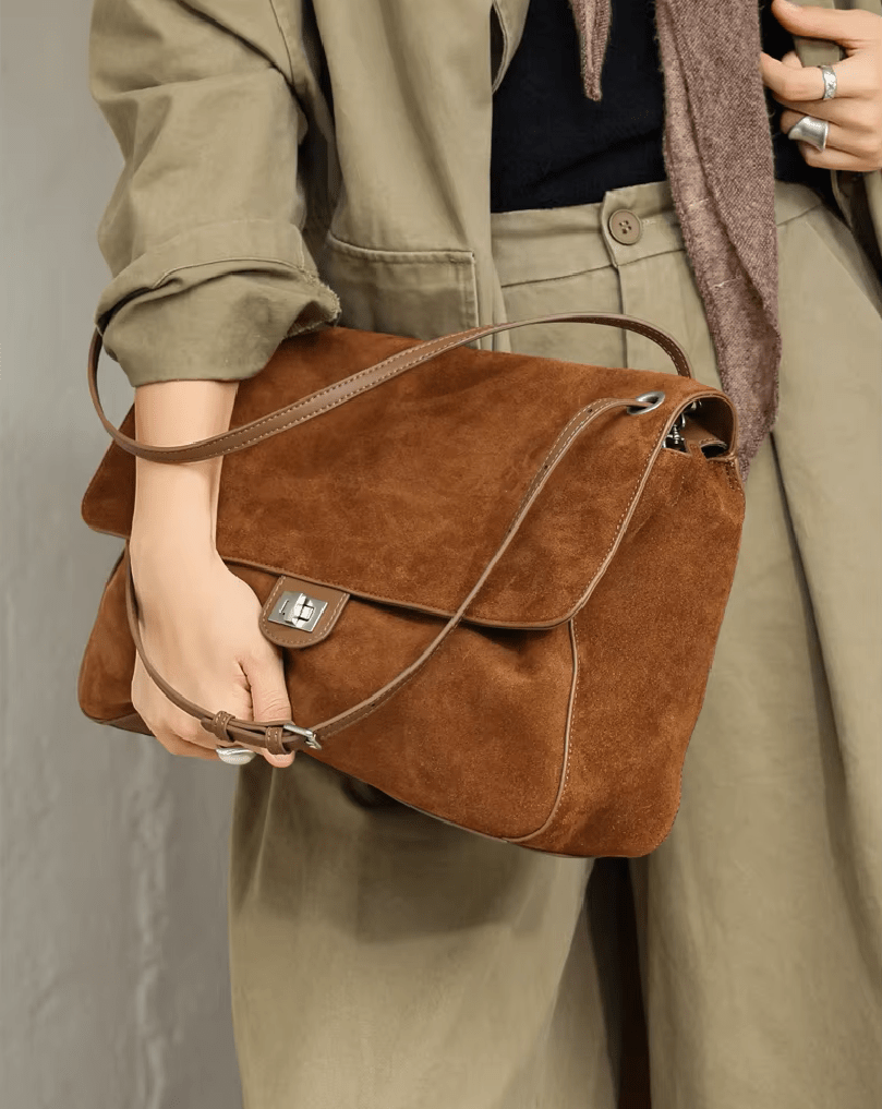SOERA Esther Frosted Cowhide Retro Tote Bag - Bag - SOERA-968003-BRO-32-35747 Coffee Small