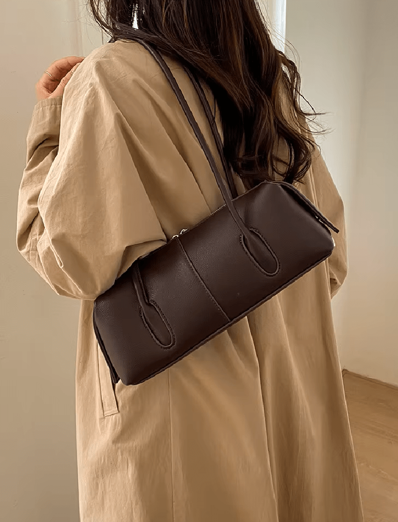 SOERA Julie Cylindrical Leather Shoulder Bag - Bag -  Coffee