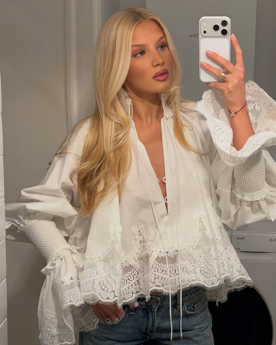 SOERA Annie Embroidery Lace Trim Blouse - Blouse - SOERA-852995-DEF-OS-86341 M