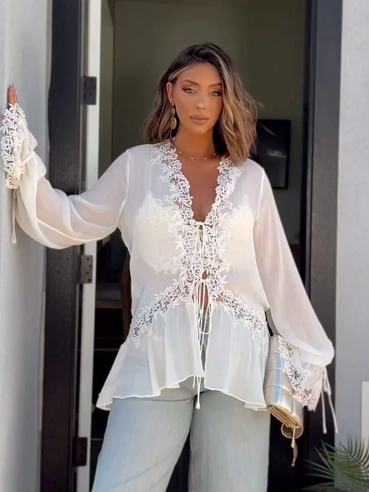 SOERA Bianca Lace Cardigan Top - Blouse -  M