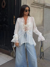 Top cardigan de renda Emily