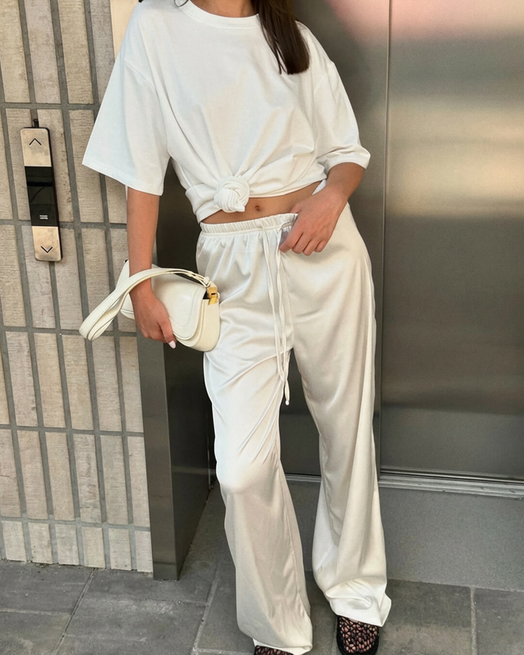 SOERA Norma High Waist Satin Wide Leg Trousers - Bottoms - 1005009534904523-;si1769414230183183417 White S