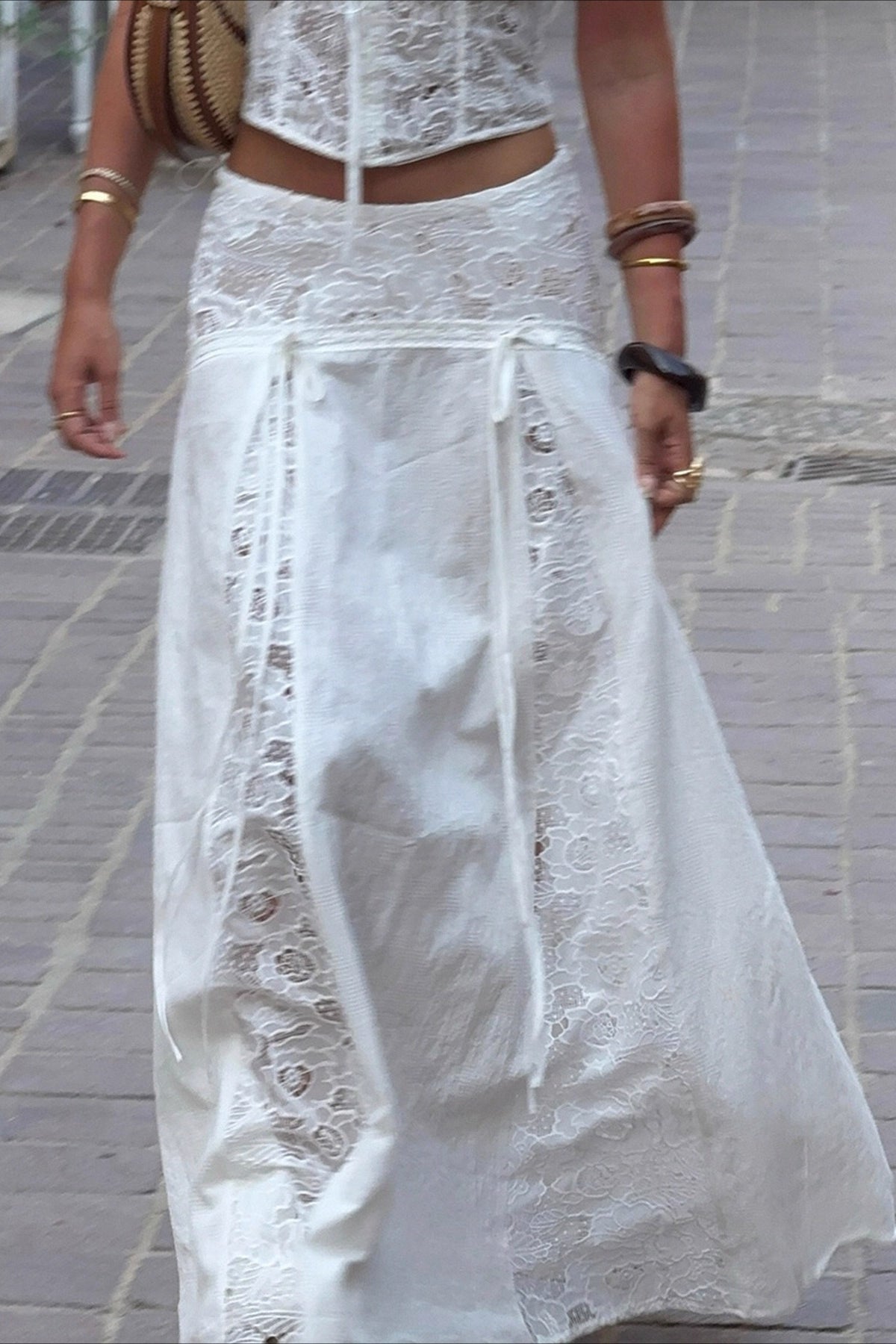 SOERA Quinn Low Waist Lace Maxi Skirt - Bottoms - pG1775689992446034634 White M