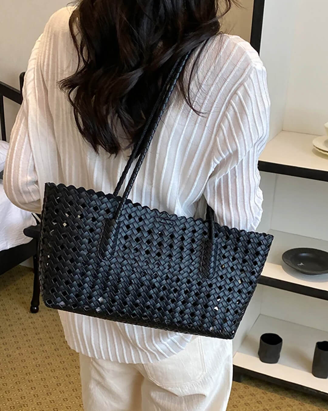 Briana bolso tote de paja tejido