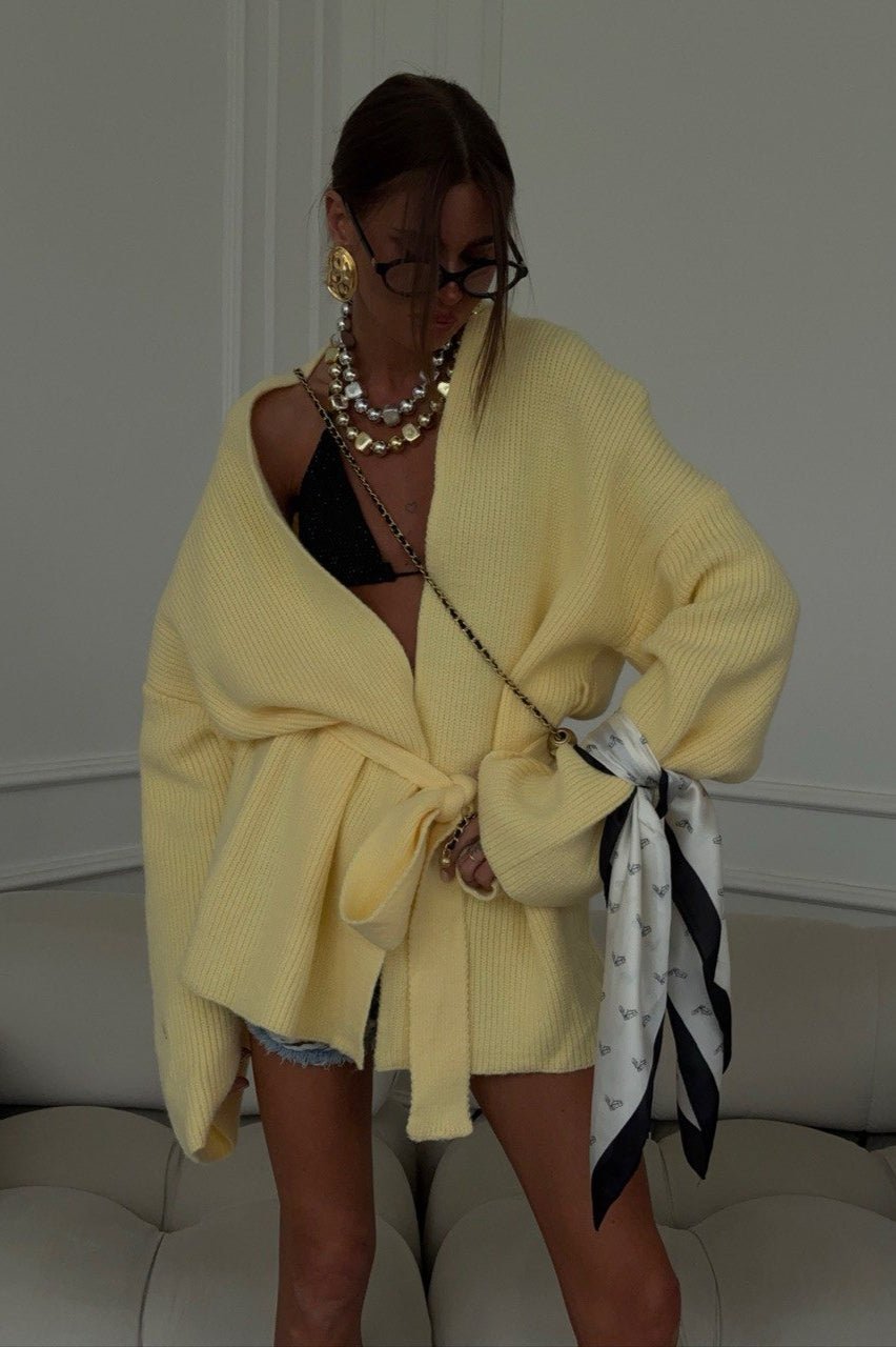 SOERA Bianca Belted Midi Cardigan - Cardigan -  Yellow XS