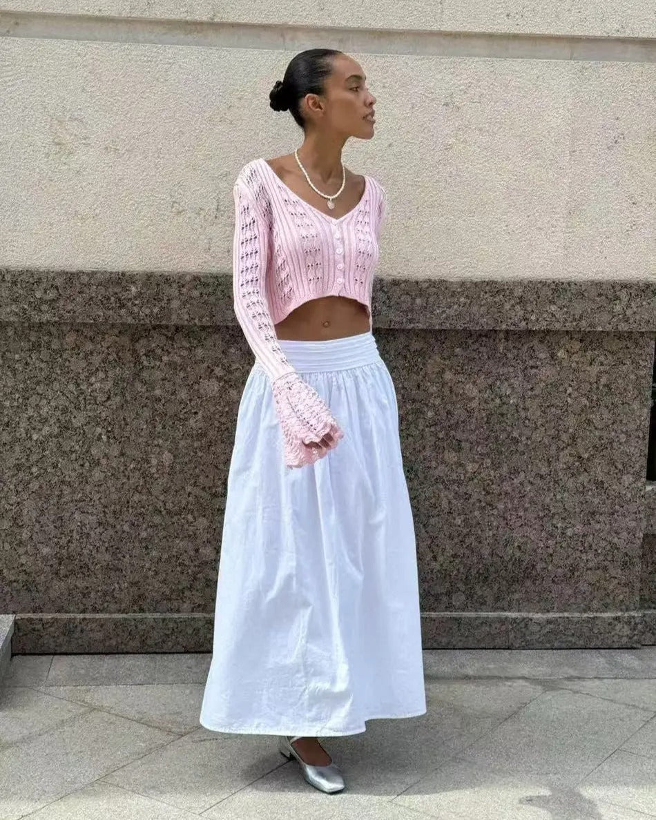 SOERA Ivana Hollow Out Knitted Cardigan - Cardigans - Yu1771188465071278941 Pink L