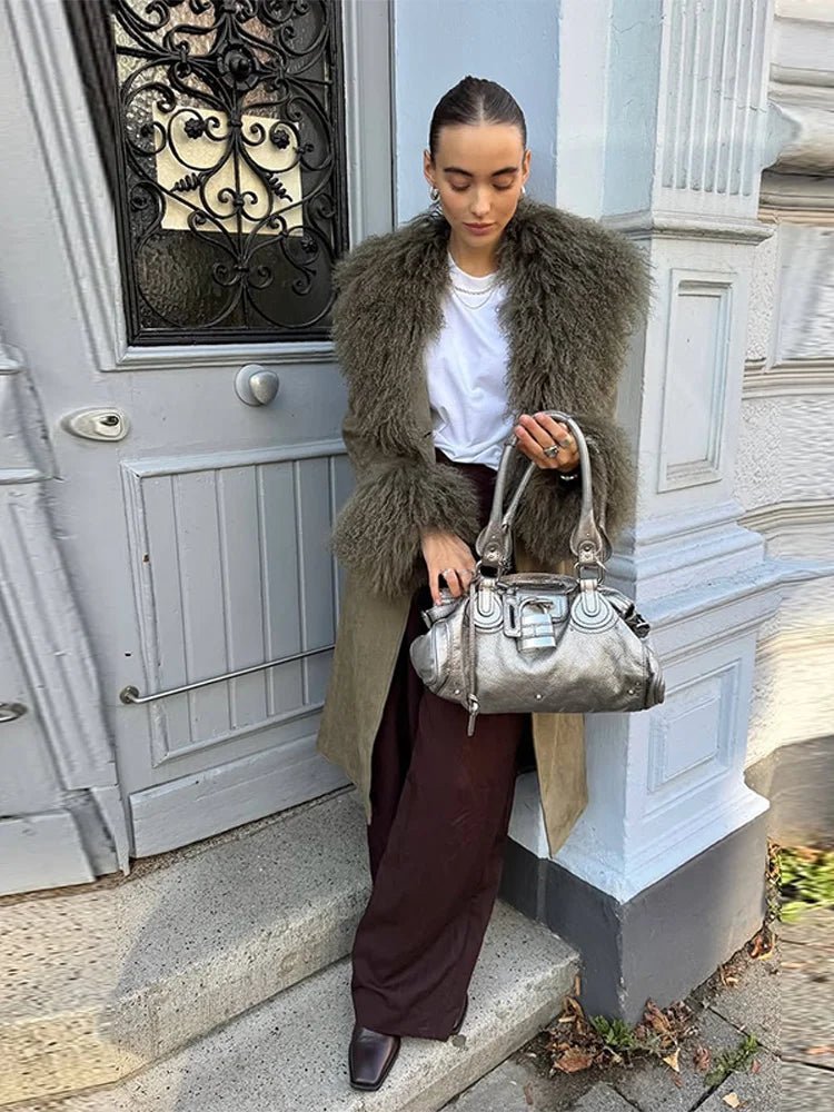 Teresa Casaco Patchwork com Gola em Pelo Faux