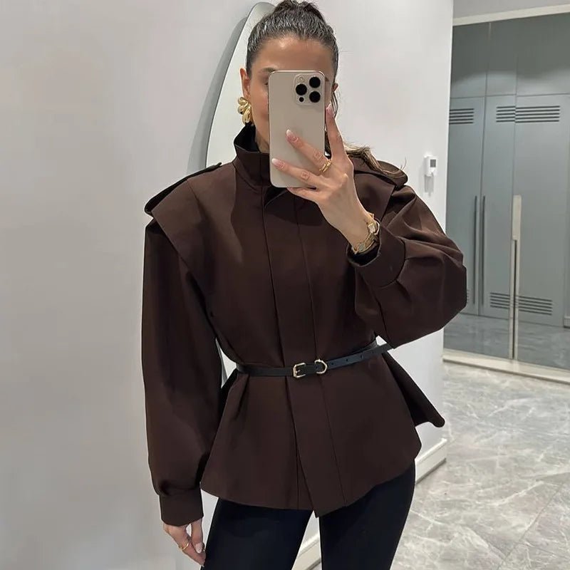 SOERA Camille Belted Short Trench Coat - Coats & Jackets - 1005010345829310-;Bm1774012030498982502 Beige S