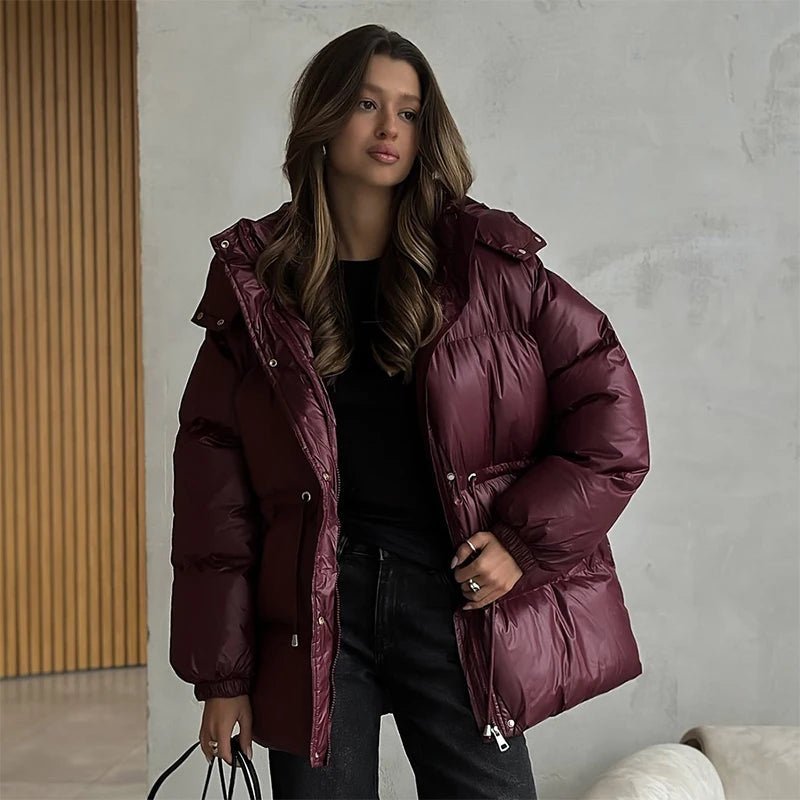 SOERA Lorie Drawstring Hooded Puffer Coat - Coats & Jackets - 1005010026834237-;Cy1761217546552801178 Brown L