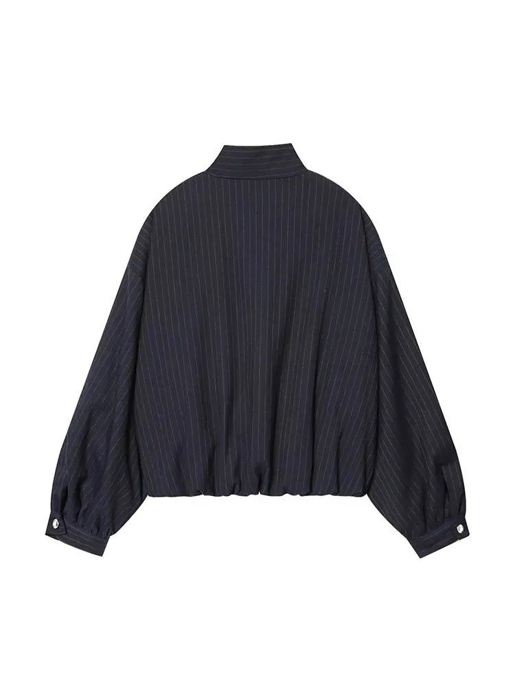 SOERA Saskia Striped Stand Collar Jacket - Coats & Jackets -  Blue XS