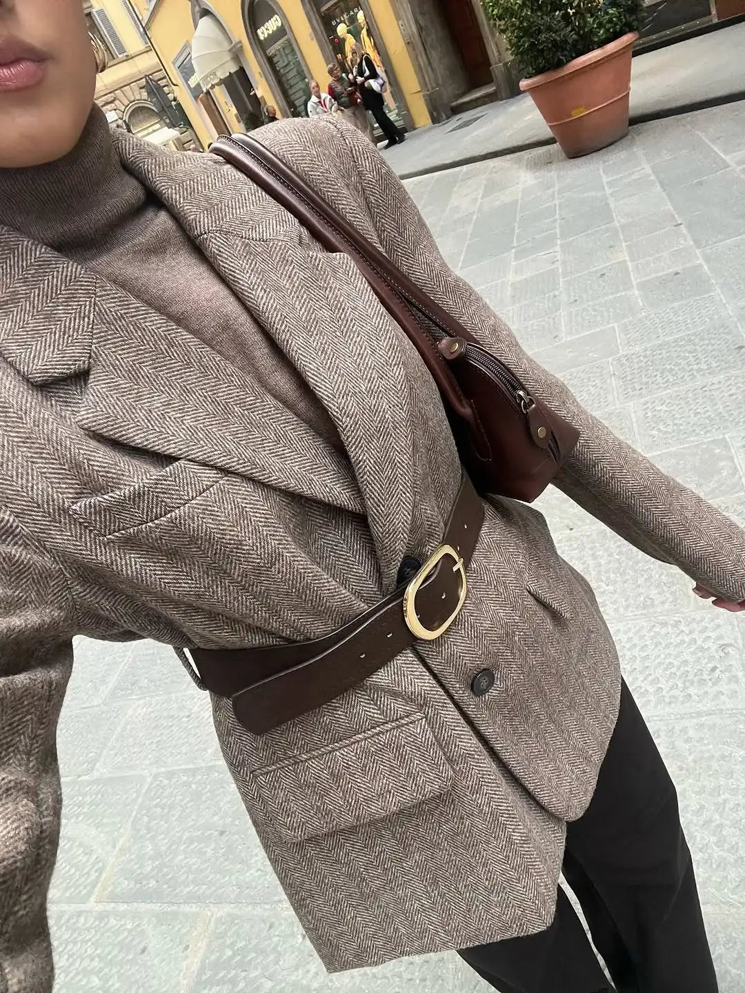 SOERA Yalina Herringbone Blazer with Belt - Coats & Jackets - 1005010788684149-;oq1773374039125091933 XS