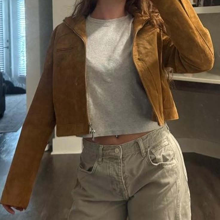 SOERA Yza Suede Cropped Bomber Jacket - Coats & Jackets - Vd1774004001185509345 Beige S