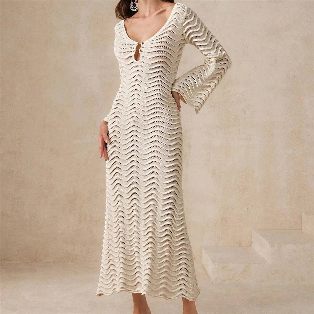 SOERA Arabella Lace - Up Knit Maxi Dress - Dress -  White M