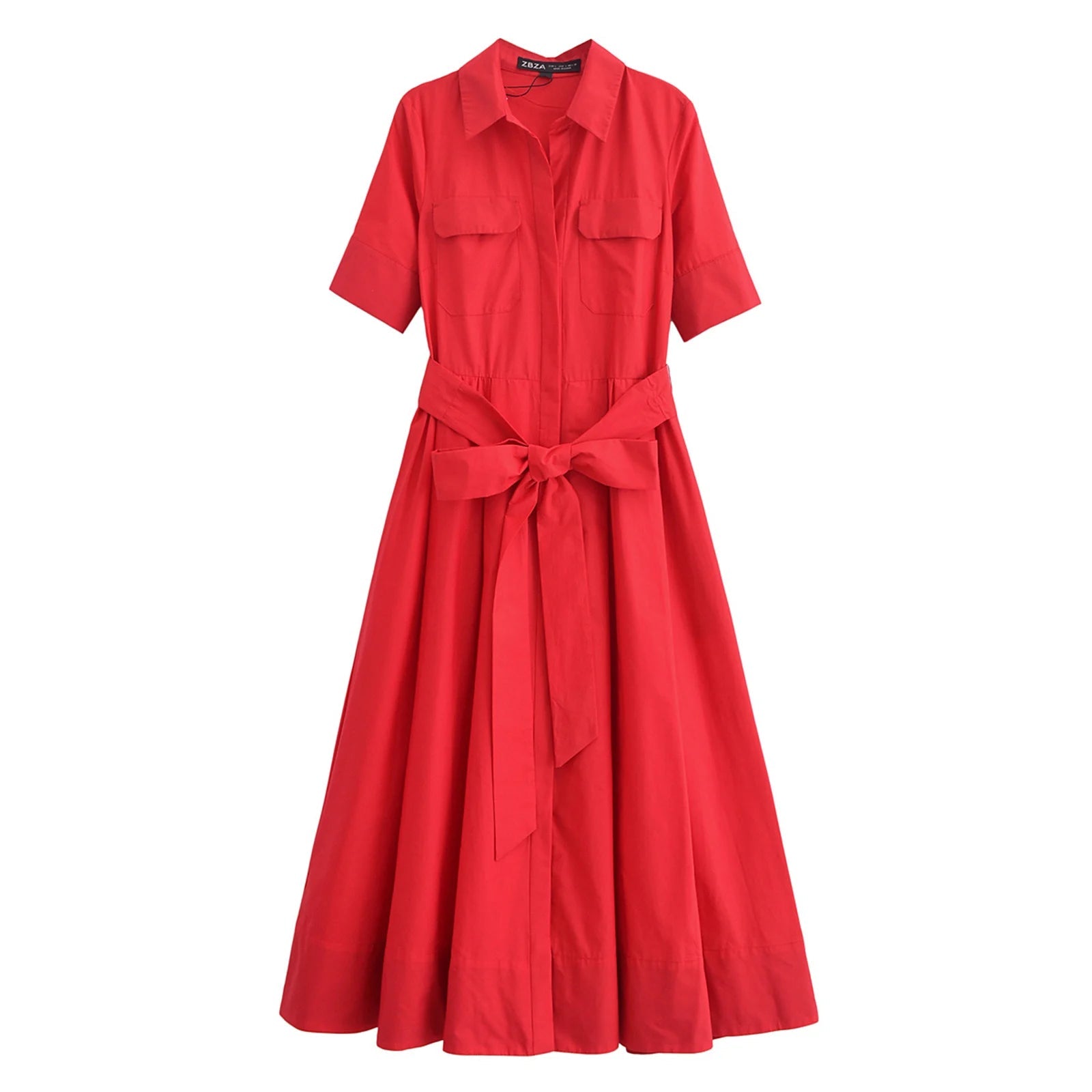 SOERA Ariane Belted Shirt Midi Dress - Dress -  Red XS