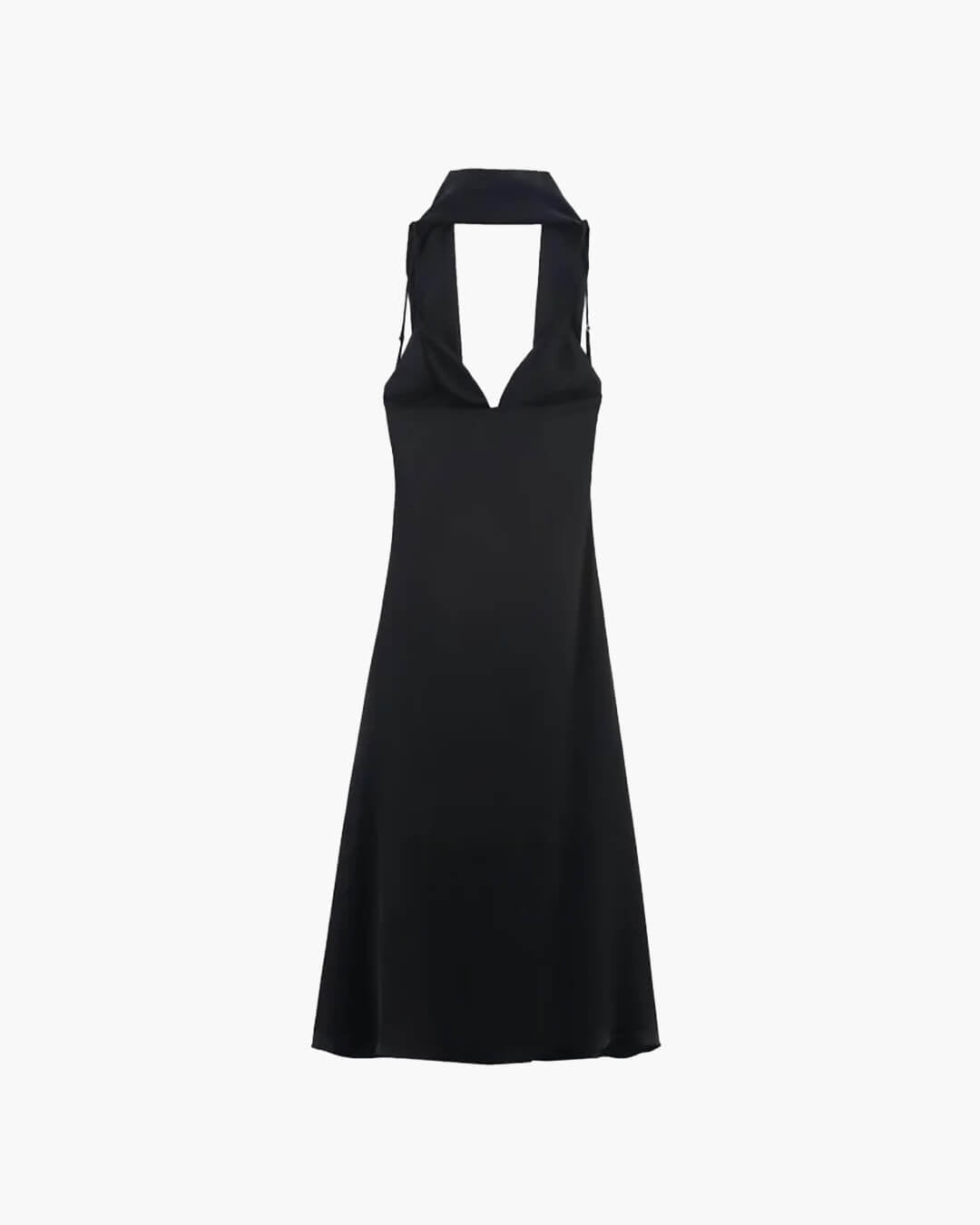 SOERA Astraea Satin Maxi Dress with Scarf - Dress -  Black XS