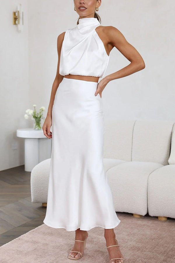 SOERA Beatrice Two - Piece Satin Wedding Guest Set - Dress -  White M