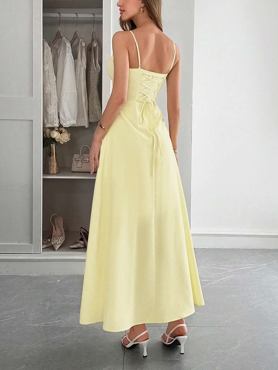 SOERA Bianca Ruched Waist Maxi Dress - Dress -  Yellow XS