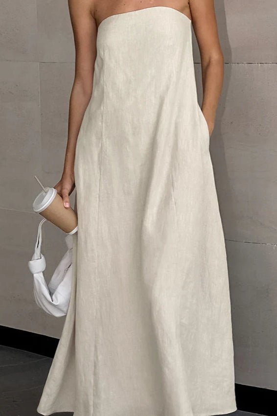 SOERA Bianca Strapless Backless Maxi Dress - Dress -  Khaki XL