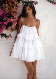 Vestido de tirantes Kaira con volantes en capas