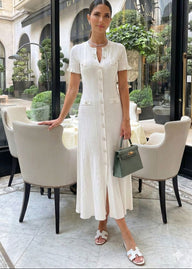 Vestido midi de punto Beatrice con botones frontales