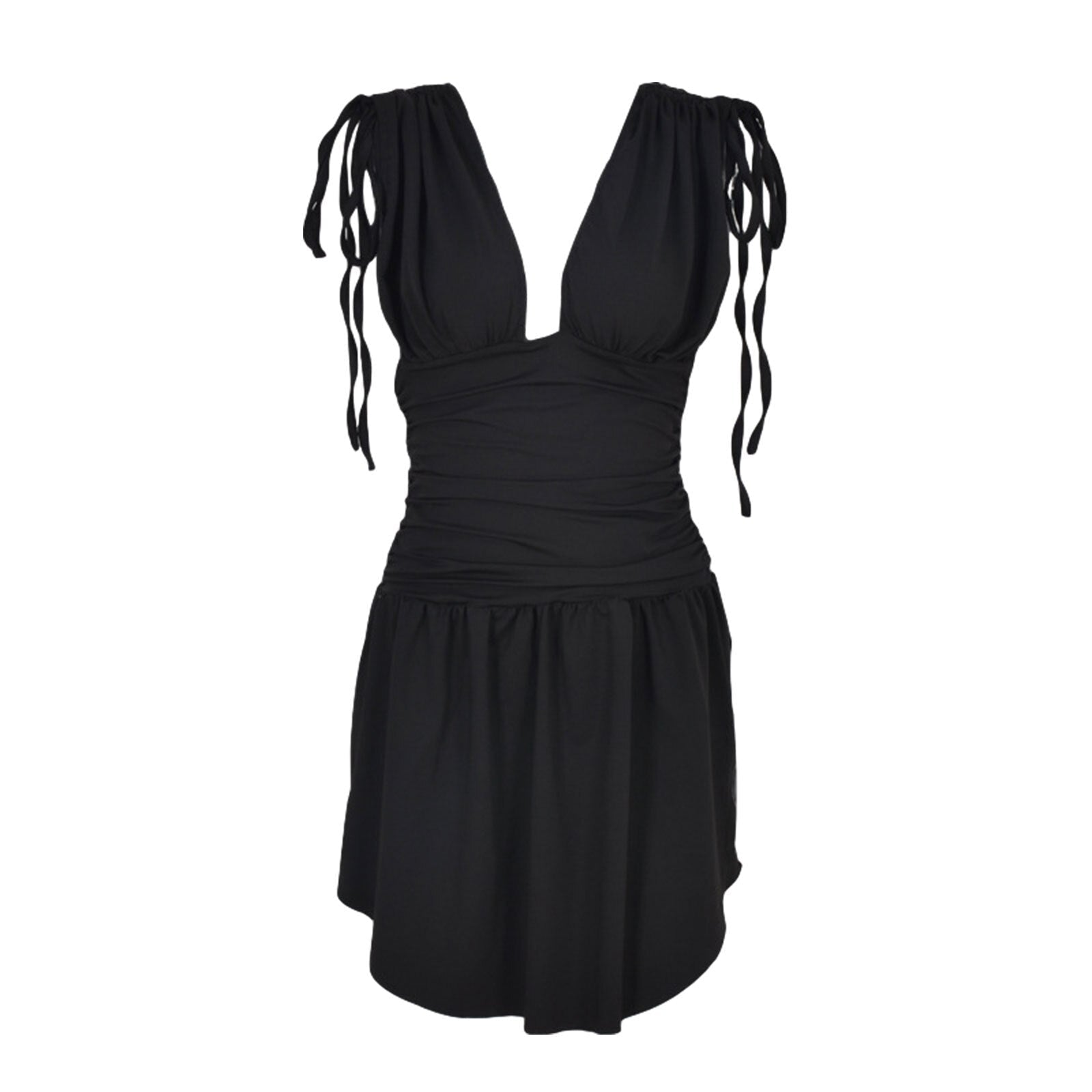 SOERA Margot Deep Neck Mini Dress - Dress - SOERA-004227-BLA-L-01987 Black L