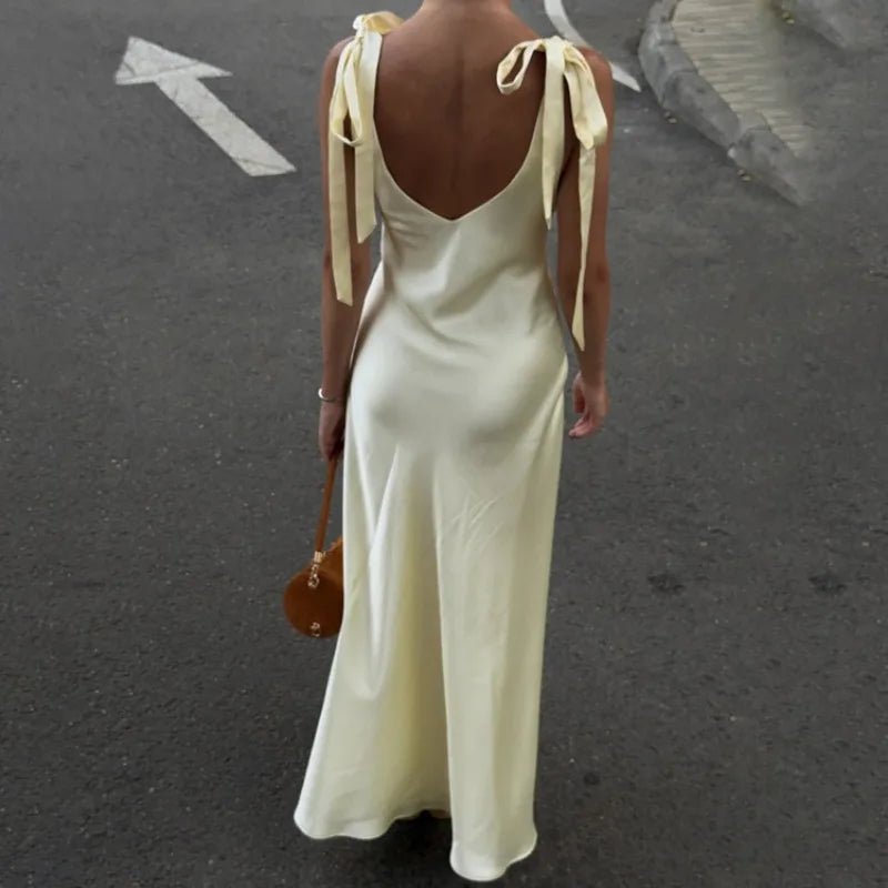 SOERA Selene Satin Tie Strap Maxi Dress - Dress - SOERA-274371-DEF-OS-69060 Yellow S
