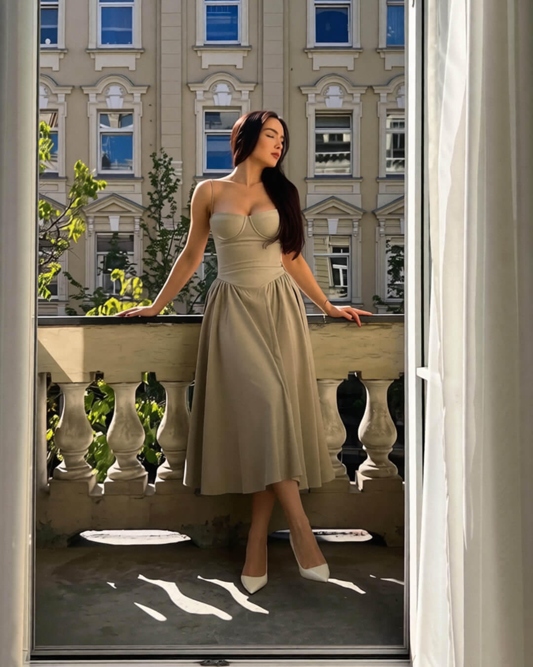 SOERA Annika Sleeveless Strap Midi Dress - Dresses - 1005006482995541-;WE1770650334229762980 Beige S