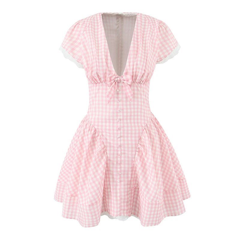 SOERA Beatrice Bow V-Neck Mini Dress - Dresses -  Pink M