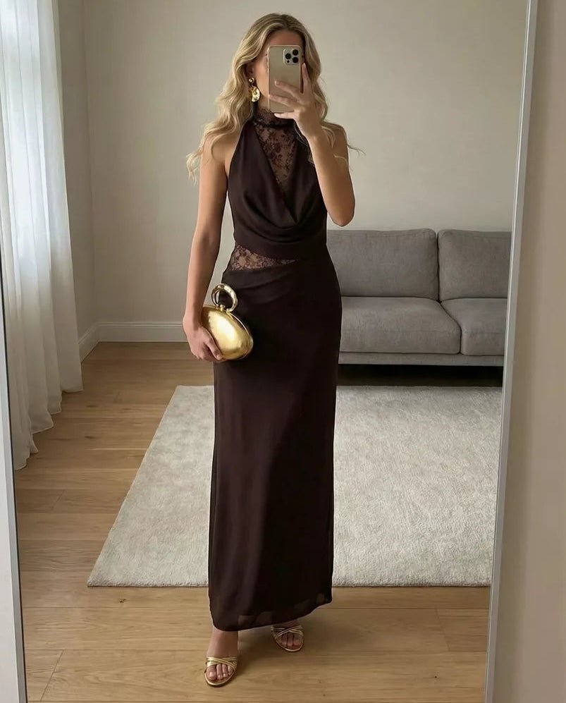 SOERA Beatrice Halter Lace Patchwork Maxi Dress - Dresses -  XS