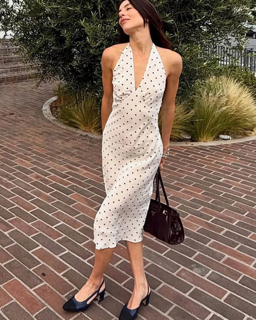 SOERA Bianca Polka Dot Halter Maxi Dress - Dresses - SOERA-848003-WHI-M-84259 White M