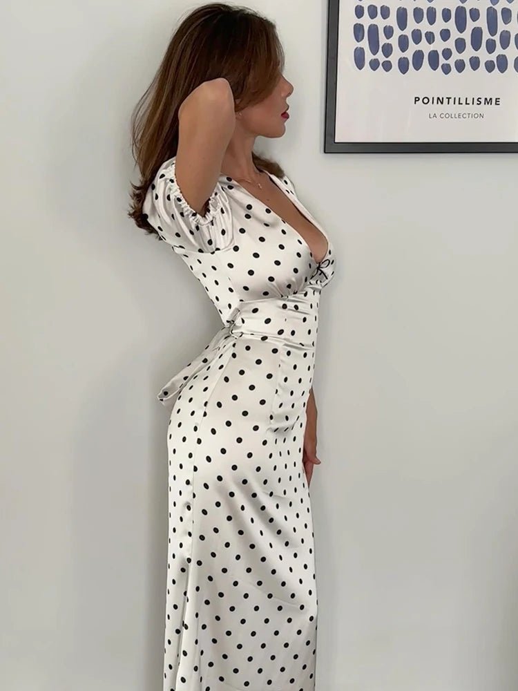 SOERA Bianca Polka Dot V-Neck Maxi Dress - Dresses -  XS