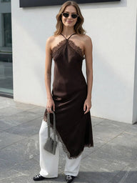 Natalie vestido midi de encaje con hombros descubiertos