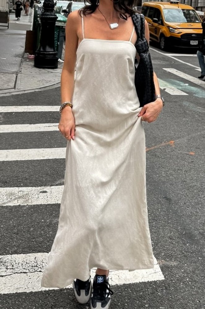 SOERA Charmaine Square Neck Loose - Fitting Maxi Dress - Dresses - CP1775516058237117698 Beige M