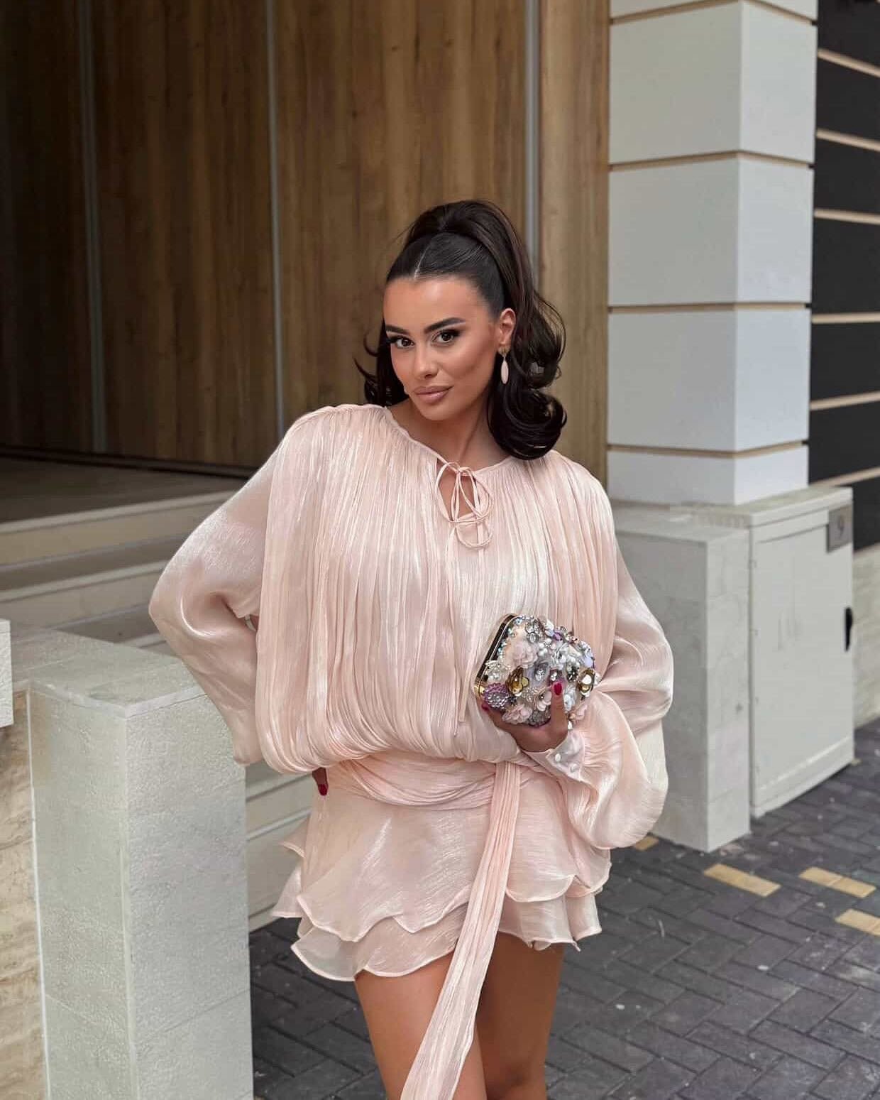 SOERA Gwyneth Blouson Mini Dress - Dresses - hL1770927322298905601 Pink S