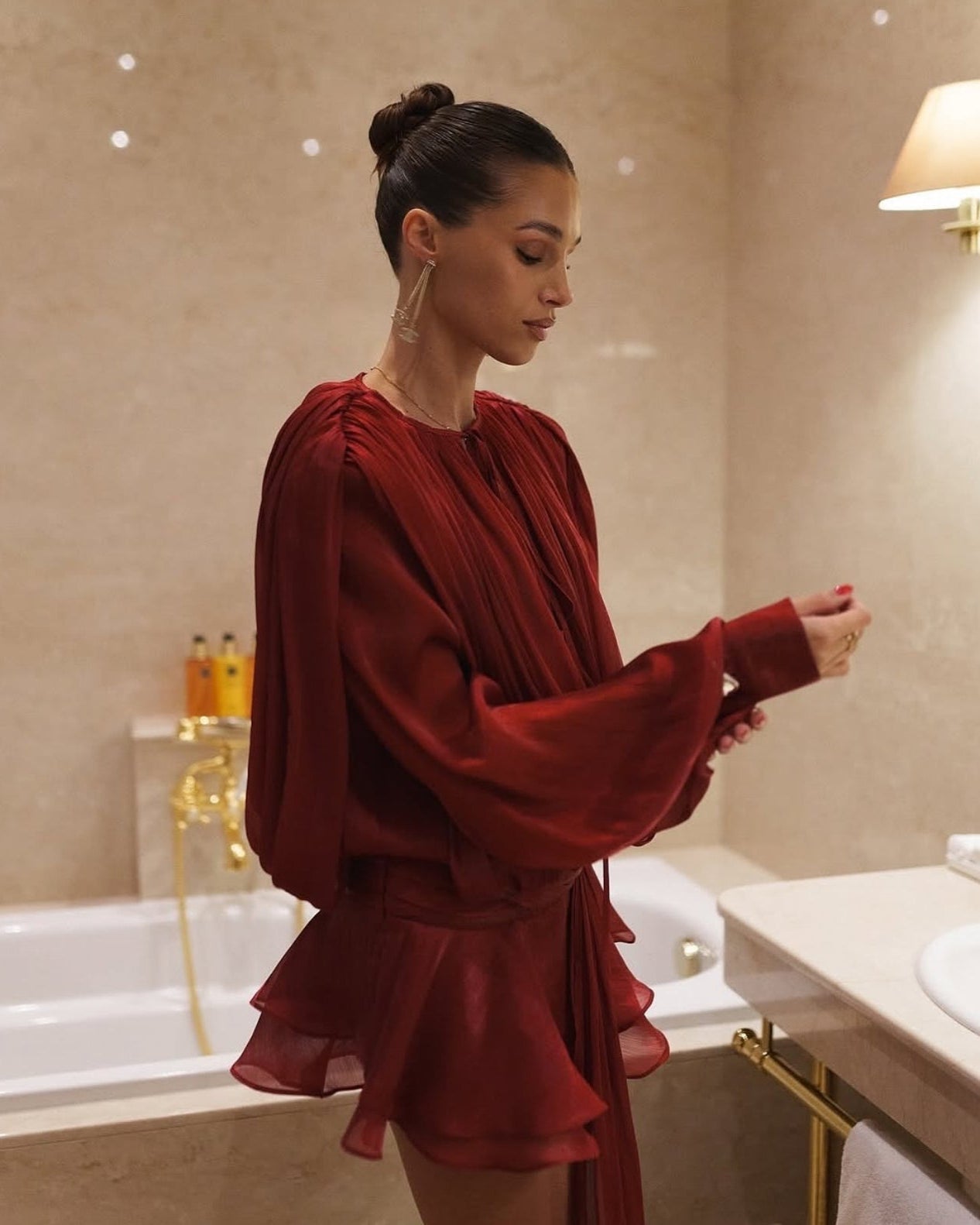 SOERA Gwyneth Blouson Mini Dress - Dresses - il1770927322298575927 Burgundy S