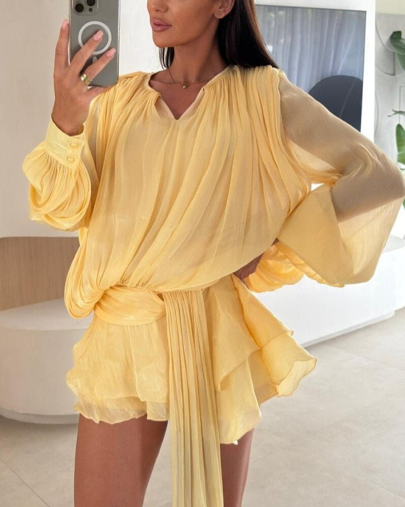 SOERA Gwyneth Blouson Mini Dress - Dresses - Vi1770927322298822585 Yellow S